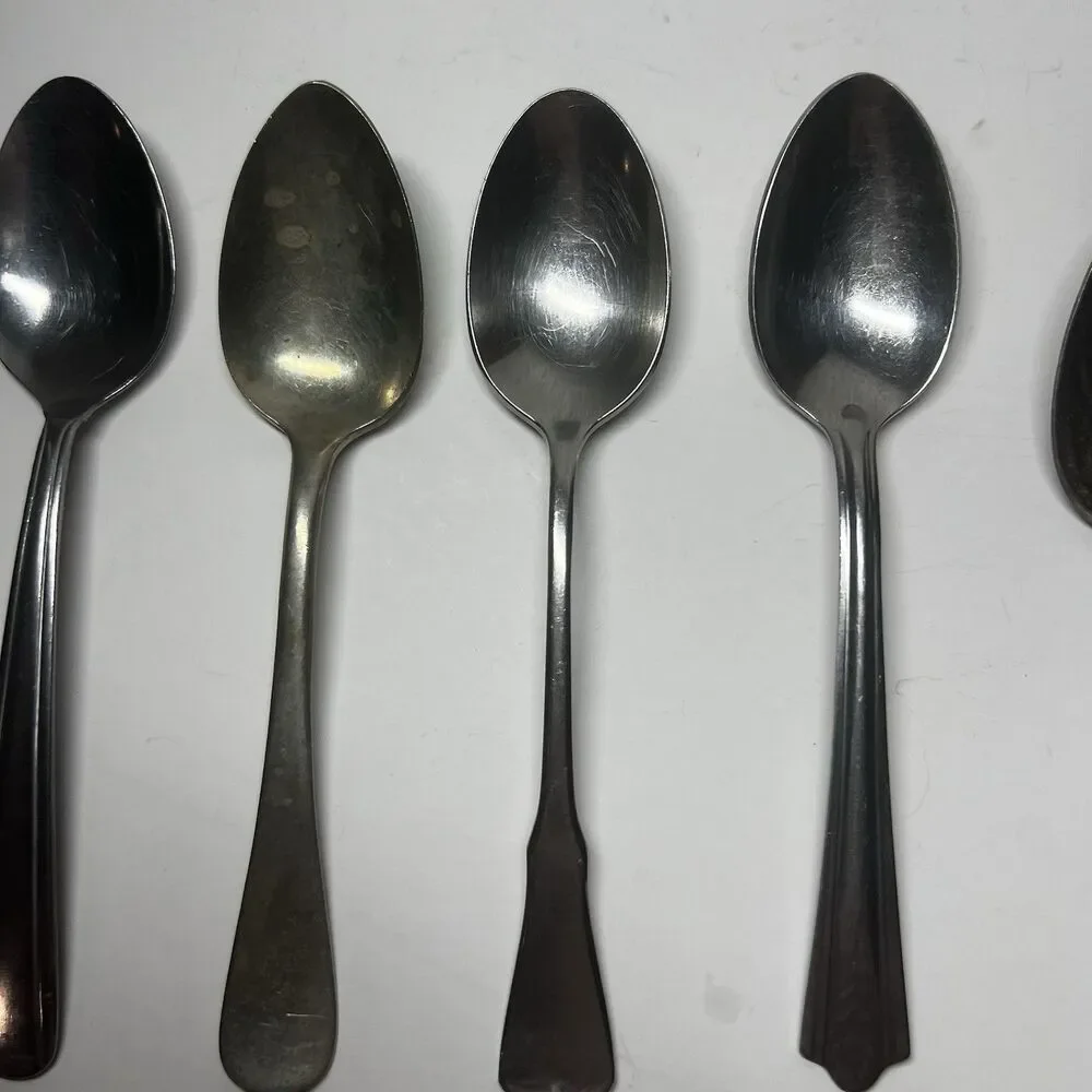 Vtg Stainless Silverplate Spoon Lot 10pc Oneida Wm Rogers Victor Royal Saxony